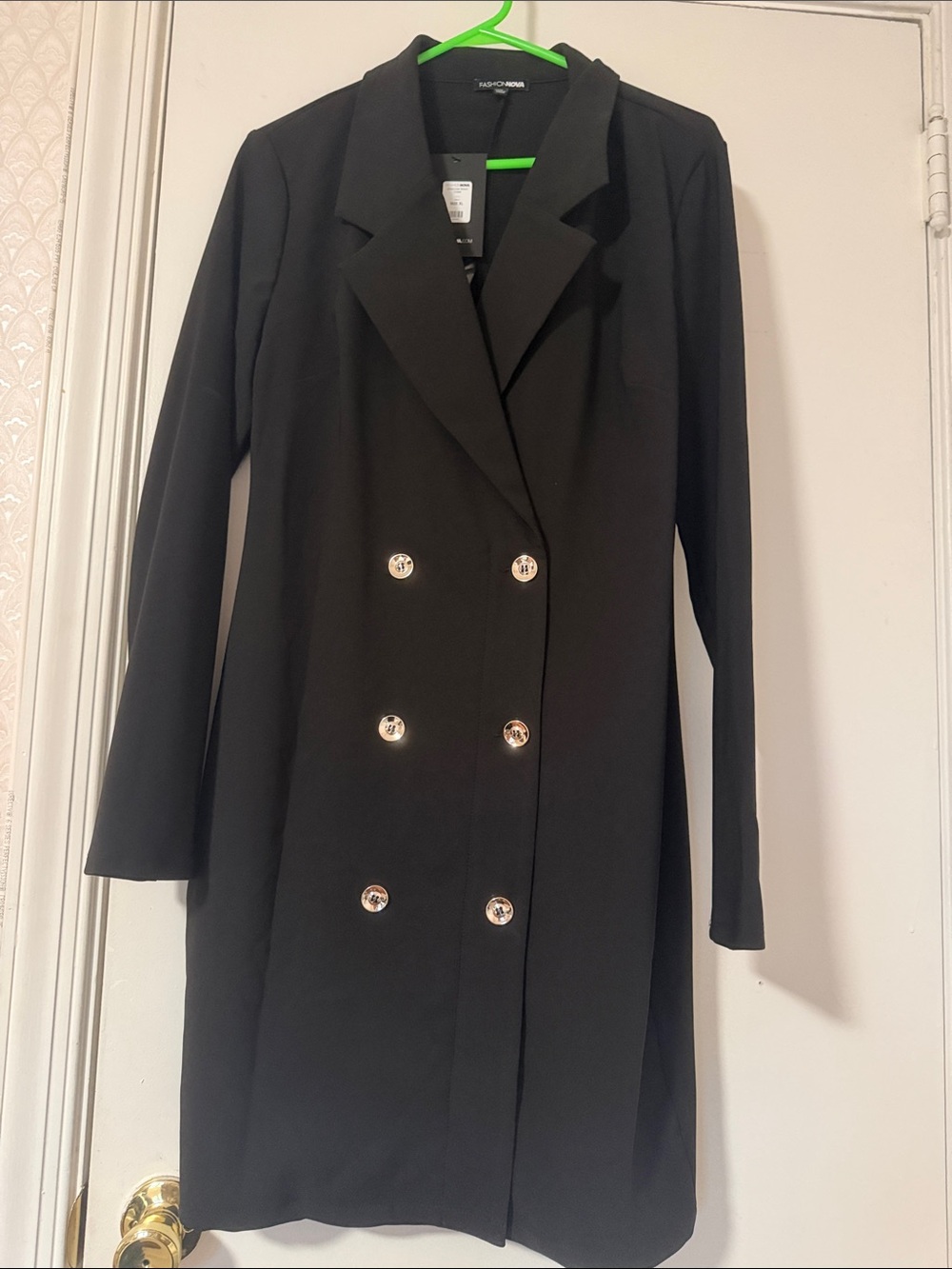Fashion Nova Black Double-Breasted Trench Coat